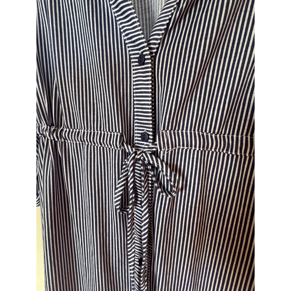 Eden & Olivia Maternity Shirt Dress Blue White Stripe Drawstring M B8449MTE - Picture 4 of 6